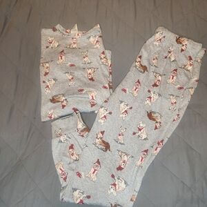 Makers Mark Women Size Small 2 Piece Pajamas Set Puppy Print Christmas Sleepwear